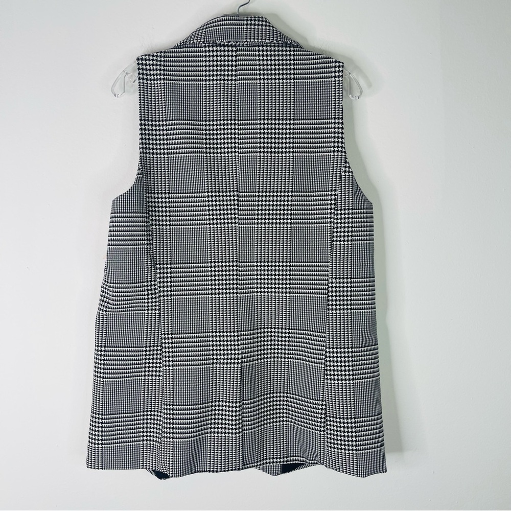 NWT Rachel Zoe black white houndstooth button preppy vest large - Picture 8 of 8